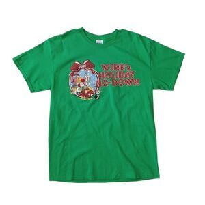 Gildan Green Christmas Themed WJRR Rock Radio Unisex Graphic T-Shirt Adult Large